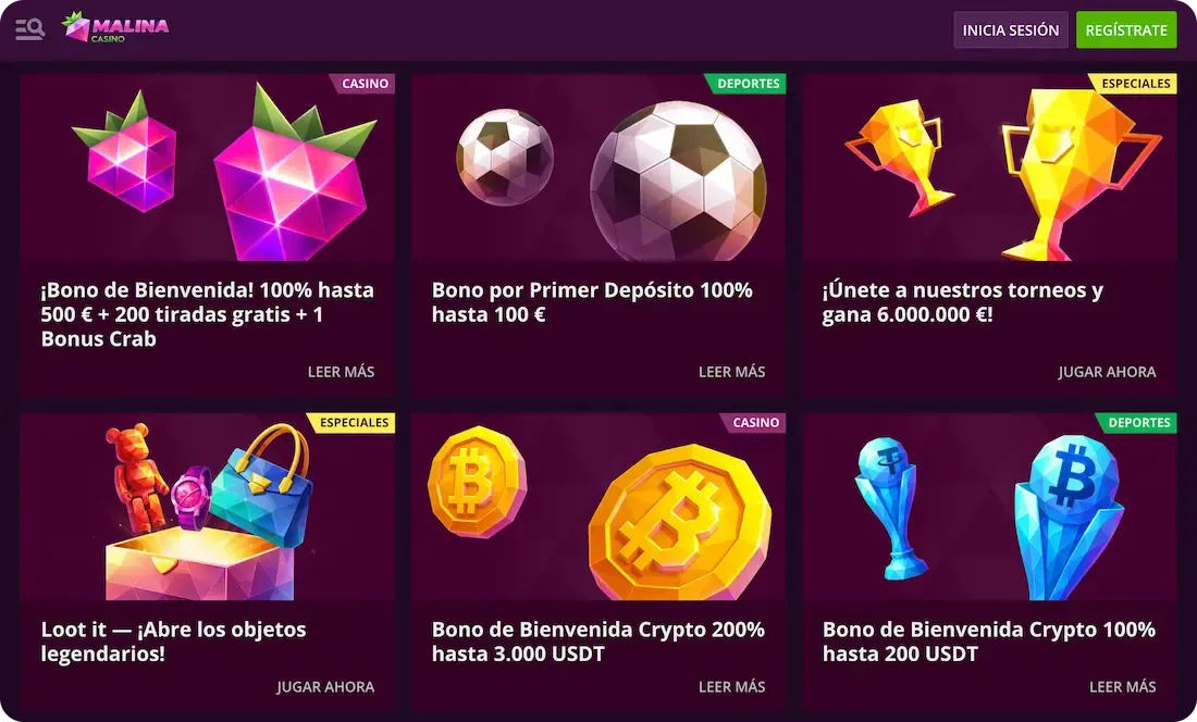 bonos del casino malina