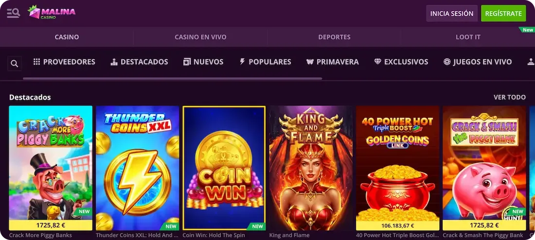 juegos del casino malina