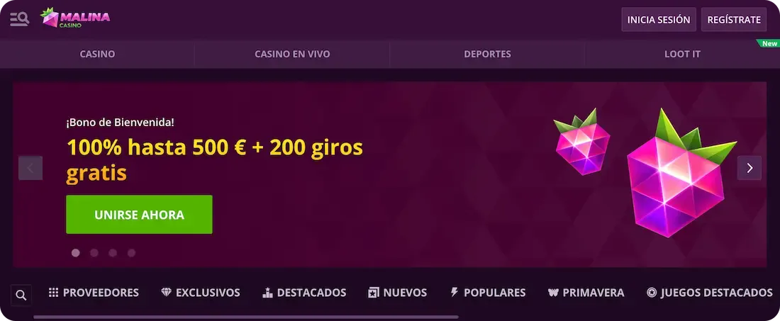 sitio web del casino malina
